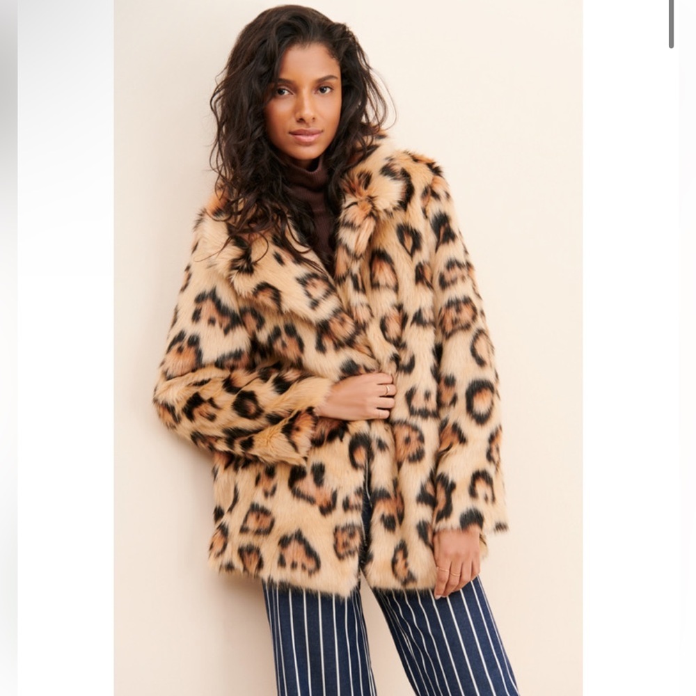 Glamorous Leopard Print Faux Fur Coat